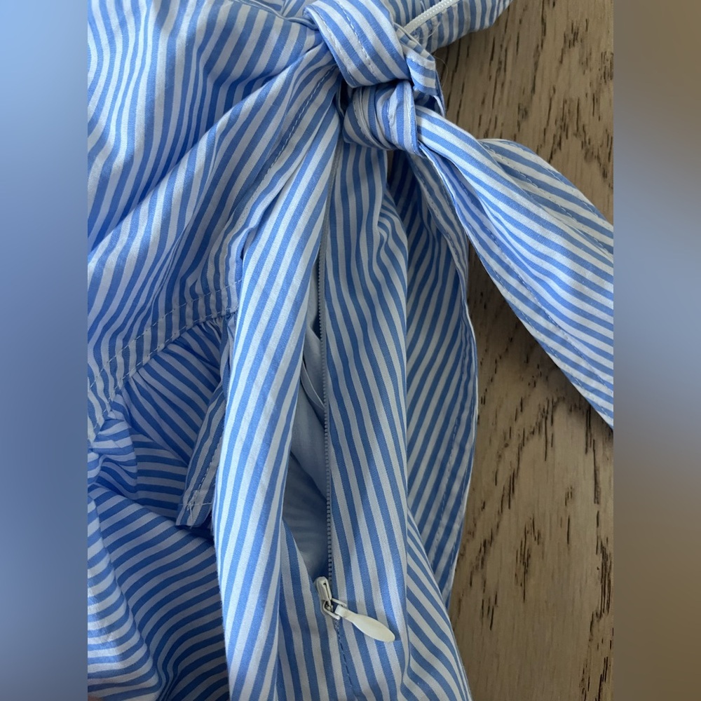 Veronica Beard Addyson Mixed Media T-Shirt/Blue Striped Wrap Skirt Combo Size Sm - Picture 6 of 9